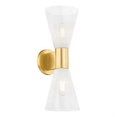 Mitzi Alma 2 Light Wall Sconce In Antique Brass
