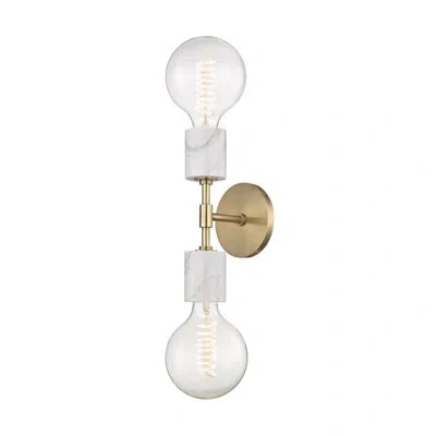 Mitzi Asime 2 Light Wall Sconce In Aged Brass