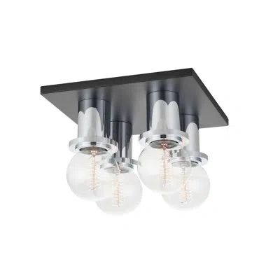 Mitzi Brandi 4 Light Flush Mount In Polished Chrome,soft Black