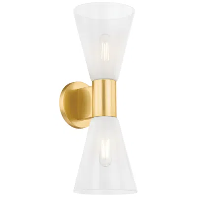 Mitzi By Hudson Valley Alma 6 Inch 2 Lt. Aged Brass Wall Sconce