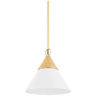 Mitzi By Hudson Valley Hudson Valley Mica 13" Wide Aged Brass And White Metal Cone Pendant