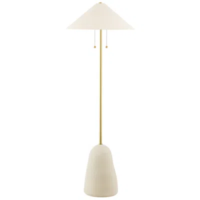 Mitzi By Hudson Valley Hudson Valley Mitzi Maia Beige Ceramic And Aged Brass Floor Lamp