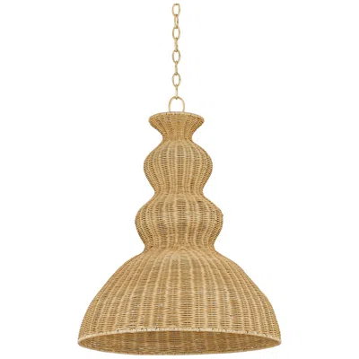 Mitzi By Hudson Valley Mayla 21 1/4" Wide Aged Brass Pendant Light W/ Wicker Shade