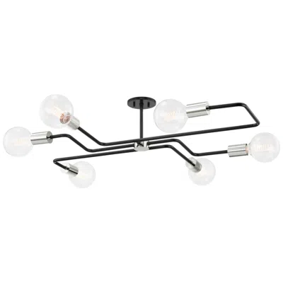 Mitzi By Hudson Valley Mitzi 40"w Polished Nickel W/ Textured Black Ceiling Light