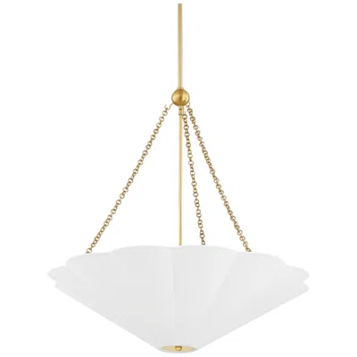 Mitzi By Hudson Valley Mitzi Alana 26" Wide Aged Brass White Linen Pendant Light