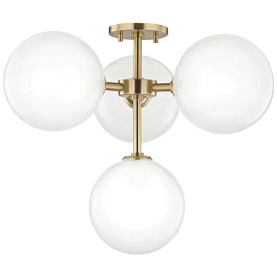 Mitzi By Hudson Valley Mitzi Ashleigh 20 1/4"w Aged Brass 4-light Led Ceiling Light