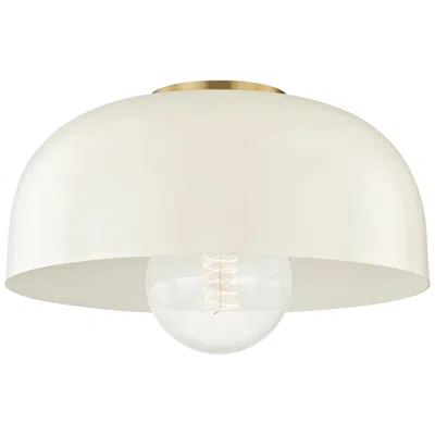 Mitzi By Hudson Valley Mitzi Avery 14" Wide Aged Brass Ceiling Light W/ Cream Shade