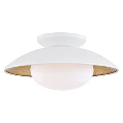 Mitzi By Hudson Valley Mitzi Cadence 14" Wide White Lustro Gold Leaf Ceiling Light