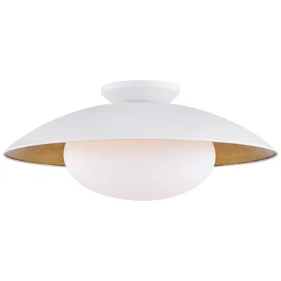 Mitzi By Hudson Valley Mitzi Cadence 21" Wide Modern Dome White And Gold Ceiling Light