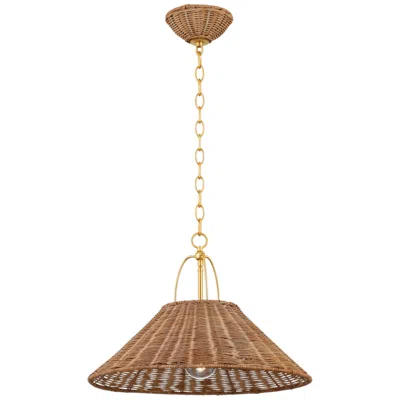 Mitzi By Hudson Valley Mitzi Davida 20" Wide Aged Brass And Rattan Pendant Light