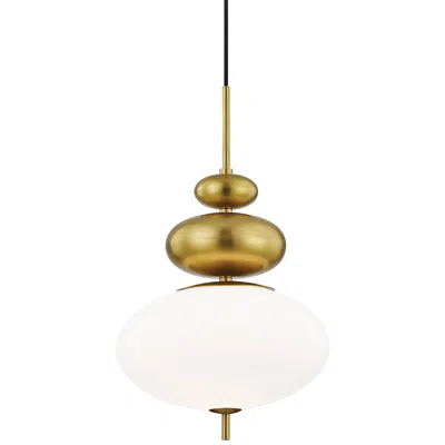 Mitzi By Hudson Valley Mitzi Elsie 13" Wide Aged Brass And Opal Glass Modern Pendant Light