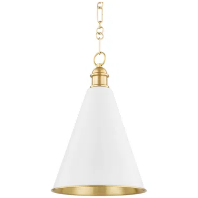 Mitzi By Hudson Valley Mitzi Fenimore 12.5" Wide Modern Aged Brass And White Cone Pendant