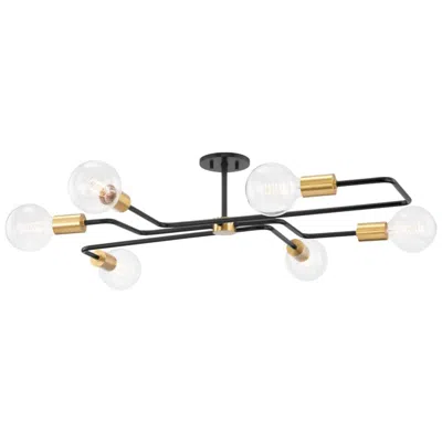 Mitzi By Hudson Valley Mitzi Jena 40"w Black And Aged Brass 6-light Ceiling Light