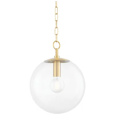 Mitzi By Hudson Valley Mitzi Juliana 11 1/2" Wide Brass And Clear Glass Globe Pendant