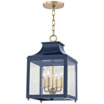 Mitzi By Hudson Valley Mitzi Leigh 11 1/2" Wide Aged Brass And Navy 4-light Mini Pendant