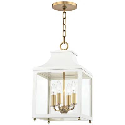 Mitzi By Hudson Valley Mitzi Leigh 11 1/2" Wide Aged Brass And White 4-light Mini Pendant