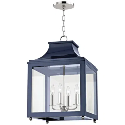 Mitzi By Hudson Valley Mitzi Leigh 11 1/2" Wide Polished Nickel And Navy 4-light Mini Pendant