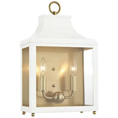 Mitzi By Hudson Valley Mitzi Leigh 18 1/2" High Brass And White 2-light Wall Sconce