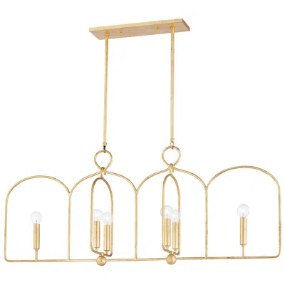Mitzi By Hudson Valley Mitzi Mallory 45 1/4"w Gold Leaf 6-light Linear Chandelier