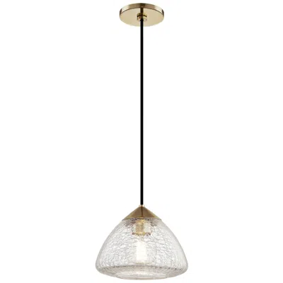 Mitzi By Hudson Valley Mitzi Maya 9" Wide Modern Aged Brass Crackle Glass Mini Pendant