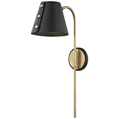 Mitzi By Hudson Valley Mitzi Meta Aged Brass And Black Led Swing Arm Wall Lamp