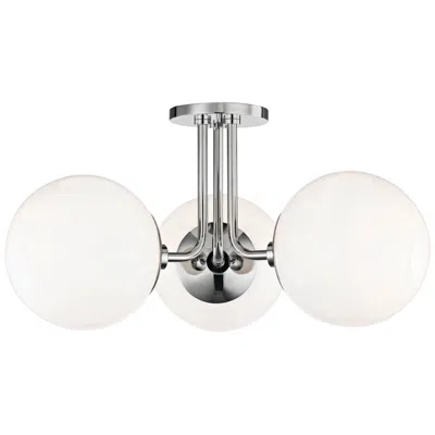 Mitzi By Hudson Valley Mitzi Stella 18 1/4" Wide Polished Nickel 3-light Globe Ceiling Light