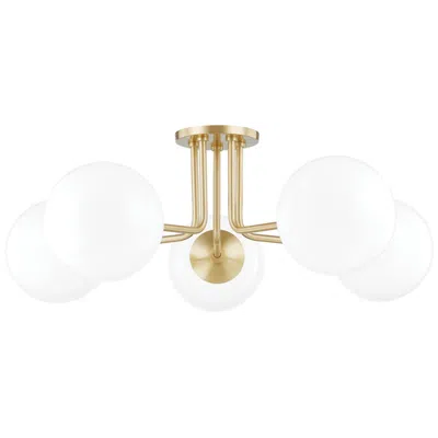 Mitzi By Hudson Valley Mitzi Stella 30" Wide Aged Brass 5-light Ceiling Light