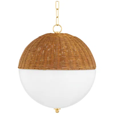 Mitzi By Hudson Valley Mitzi Summer 16" Wide Rattan And White Glass Globe Pendant