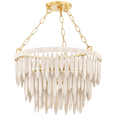 Mitzi By Hudson Valley Mitzi Tiffany 18 1/4" Wide Aged Brass And Wood Pendant Light