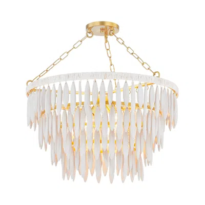 Mitzi By Hudson Valley Mitzi Tiffany 24" Wide Aged Brass And Wood Chandelier
