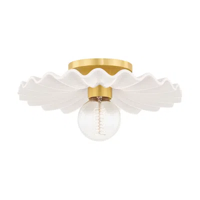 Mitzi By Hudson Valley Mitzi Tinsley 11 3/4" Wide Brass And Gloss Cream Ceramic Ceiling Light