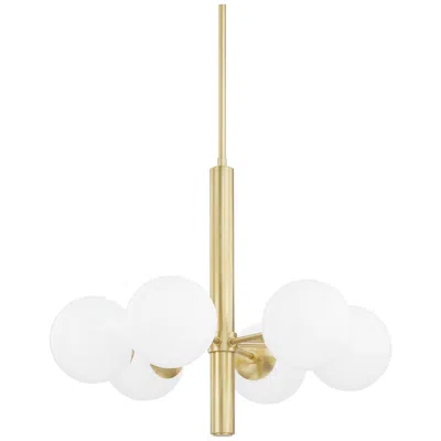 Mitzi By Hudson Valley Stella - 6-light Chandelier - Aged Brass Finish - Opal Shiny Glass