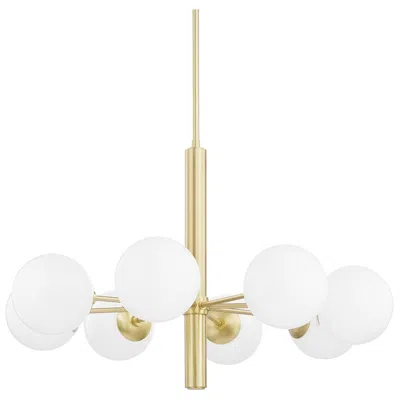 Mitzi By Hudson Valley Stella - 8-light Chandelier - Aged Brass Finish - Opal Shiny Glass