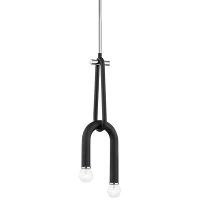 Mitzi By Hudson Valley Whit 6 1/2" Wide Nickel And Black 2-light Mini Pendant Light