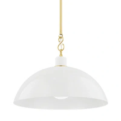 Mitzi Camille 1 Light Pendant By Zio & Sons X  In Aged Brass,white