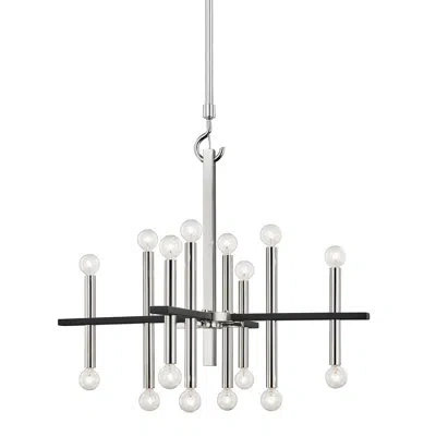 Mitzi Colette 16 Light Chandelier In Polished Nickel,black