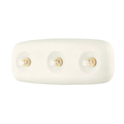 Mitzi Colleen 3 - Light Dimmable Ivory Bath Bar In Aged Brass,satin Ivory