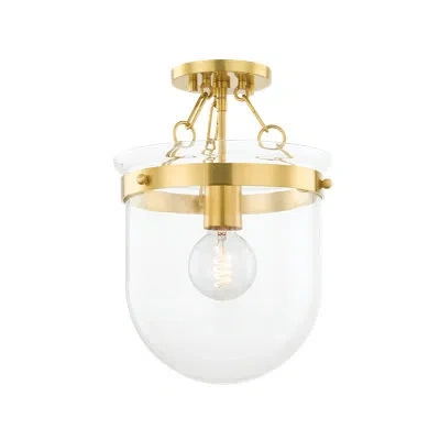 Mitzi Dunbar Semi Flush By Ariel Okin In Aged Brass