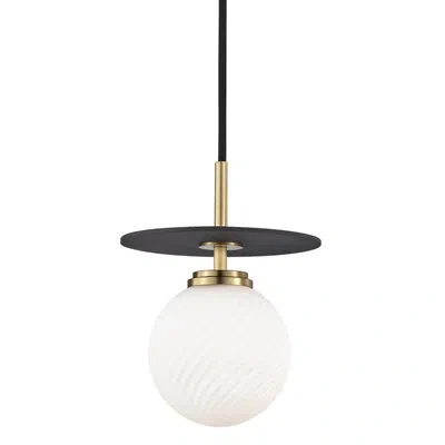 Mitzi Ellis 1 Light Pendant In Aged Brass,black
