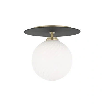 Mitzi Ellis 1 Light Semi Flush In Aged Brass,black