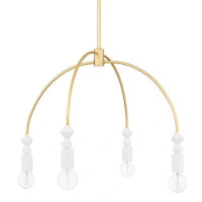 Mitzi Flora 4 Light Chandelier In Aged Brass