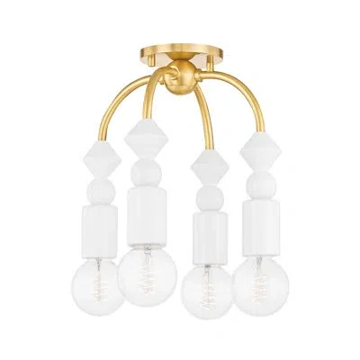 Mitzi Flora 4 Light Semi Flush In Aged Brass