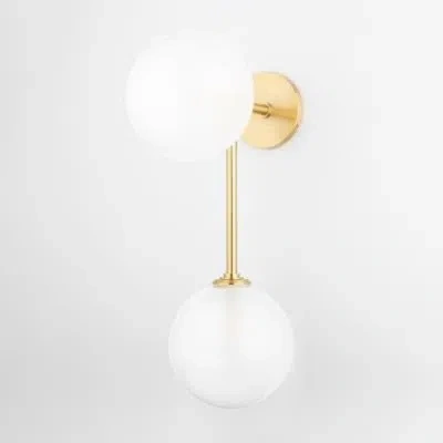 Mitzi H122102-agb Ashleigh-8w 2 Led Wall Sconce In Frosted;aged Brass