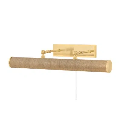 Mitzi Holly 24.25 Inch Wide 3 Light Picture Light In Aged Brass/grasscloth