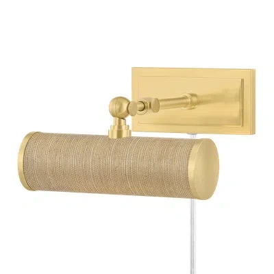 Mitzi Holly 8.25 Inch Wide 1 Light Picture Light In Aged Brass/grasscloth