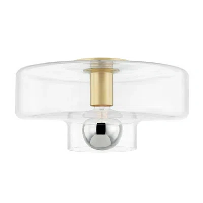 Mitzi Iona 1 Light Flush Mount In Aged Brass