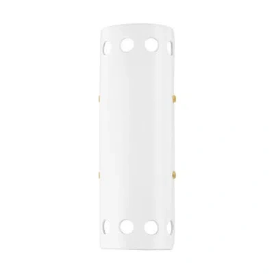 Mitzi Jean Wall Sconce By Tali Roth In Aged Brass,ceramic Gloss White;laiton Vieilli,céramique Brillante Blanche