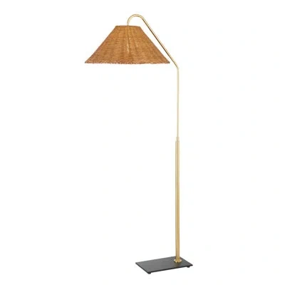 Mitzi Lauren 1 Light Floor Lamp In Aged Brass,textured Black Combo