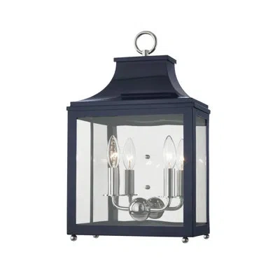 Mitzi Leigh 2 Light Wall Sconce In Polished Nickel,navy