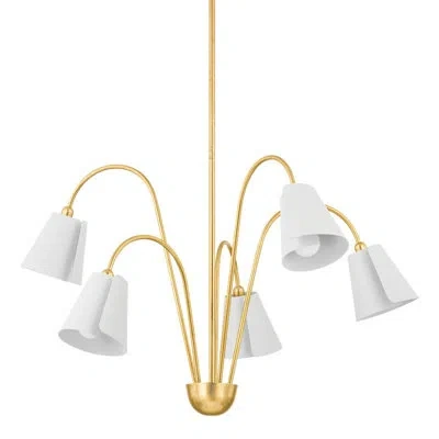 Mitzi Lila 5 Light Chandelier In Gold Leaf